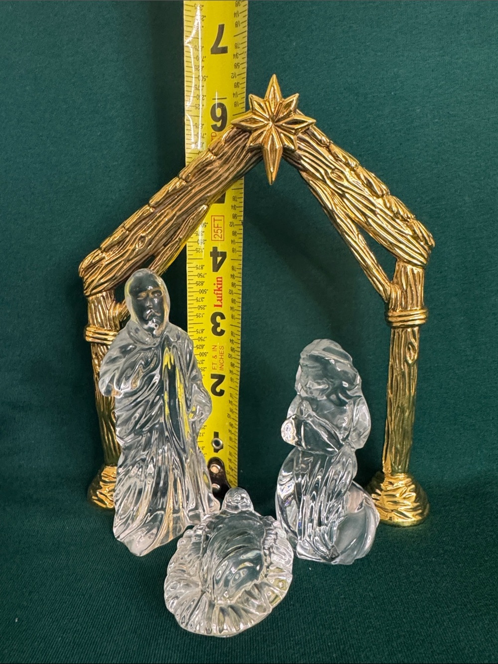 VTG Gorham Crystal & Gold Nativity Set 4 Pc Creche Scene Manger Christmas - Picture 10 of 14